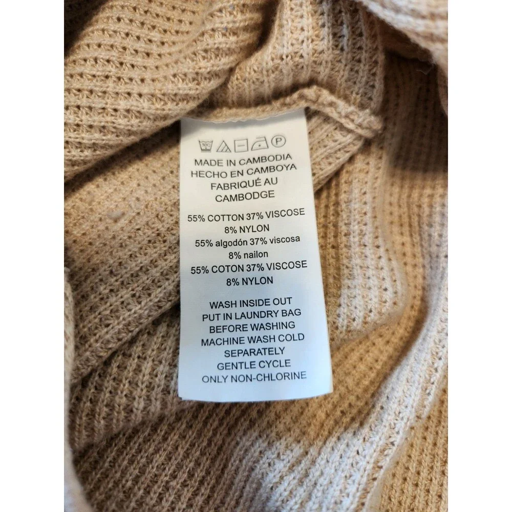 ​Michael Kors Womens XL Beige Beige Waffle Knit Tunic Sweater Gold Side Buttons